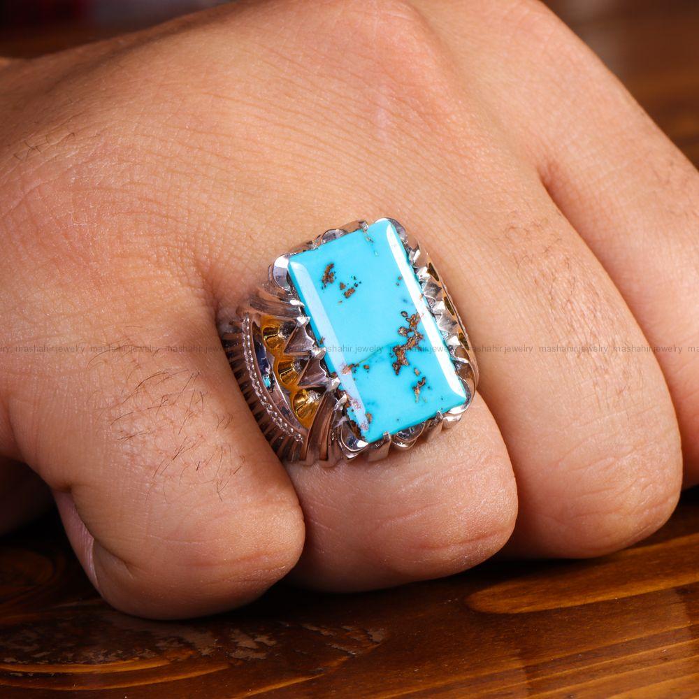 انگشتر فیروزه شجری مردانه کد 14204