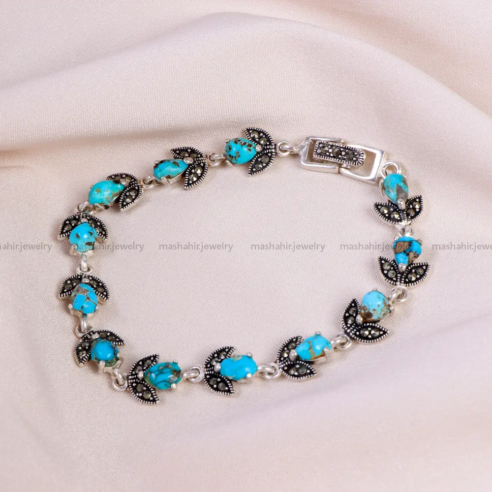 دستبند فیروزه زنانه کد 14634