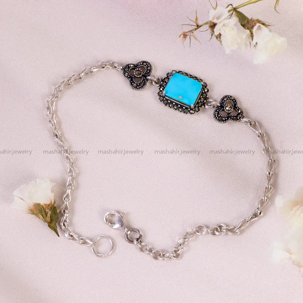 دستبند فیروزه زنانه کد 14648