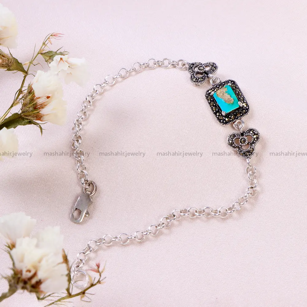 دستبند فیروزه زنانه کد 14654