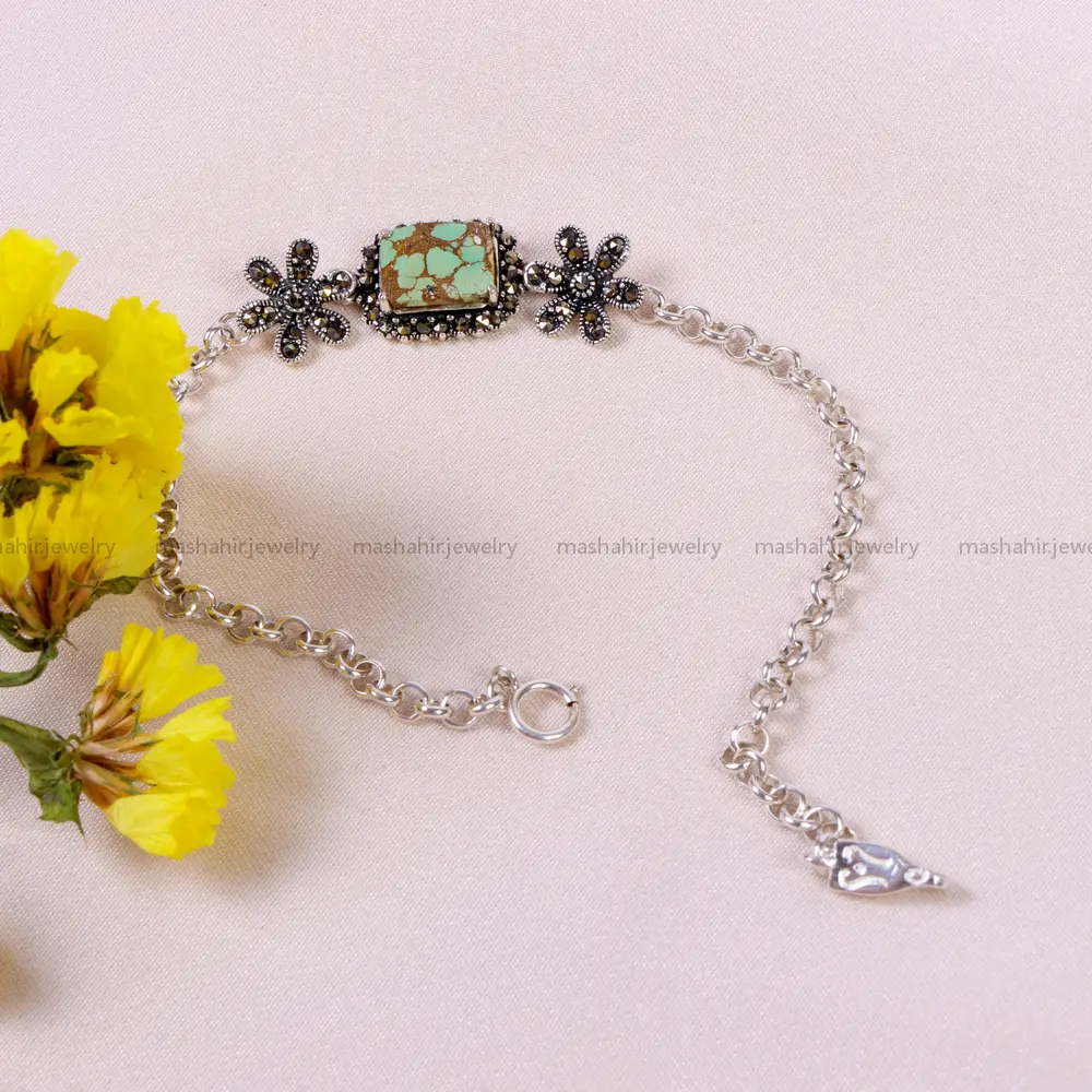 دستبند فیروزه زنانه کد 14658