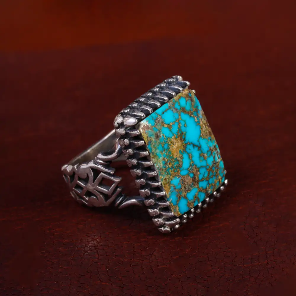 انگشتر فیروزه شجری مردانه کد 14662