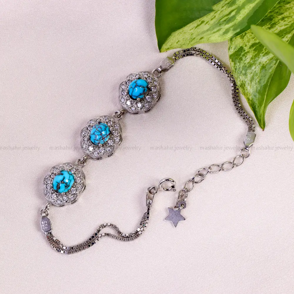 دستبند فیروزه زنانه کد 14749
