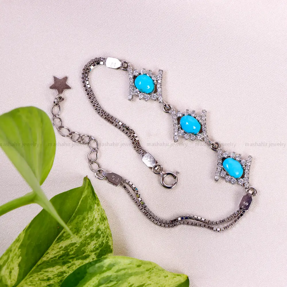 دستبند فیروزه زنانه کد 14753