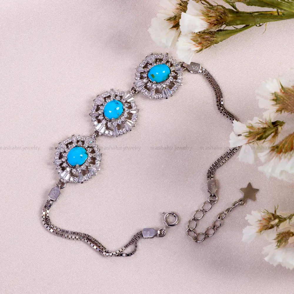 دستبند فیروزه زنانه کد 14763