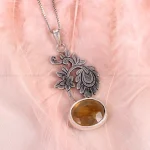 گردنبند یاقوت زرد زنانه کد 14918