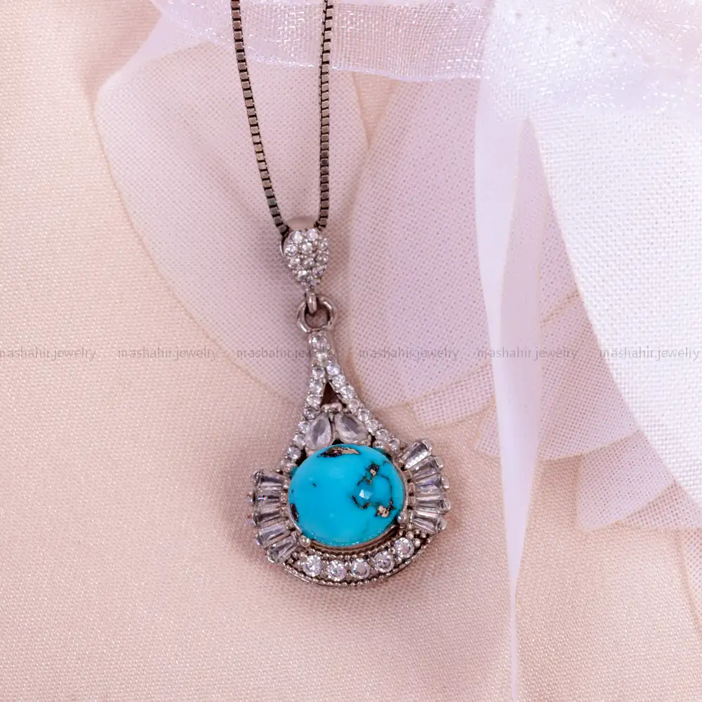 گردنبند فیروزه زنانه کد 14973