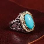 انگشتر فیروزه عجمی مردانه کد 15000