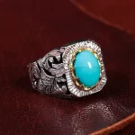 انگشتر فیروزه عجمی مردانه کد 15004