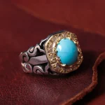 انگشتر فیروزه عجمی مردانه کد 15009