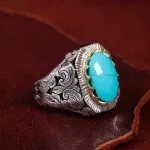 انگشتر فیروزه عجمی مردانه کد 15011