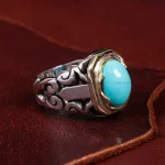 انگشتر فیروزه عجمی مردانه کد 15013