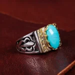 انگشتر فیروزه عجمی مردانه کد 15015