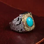 انگشتر فیروزه عجمی مردانه کد 15016