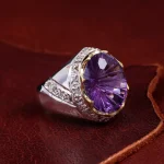 انگشتر آمیتیست مردانه کد 15028