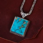 گردنبند فیروزه مردانه کد 15030