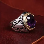 انگشتر آمیتیست مردانه کد 15031