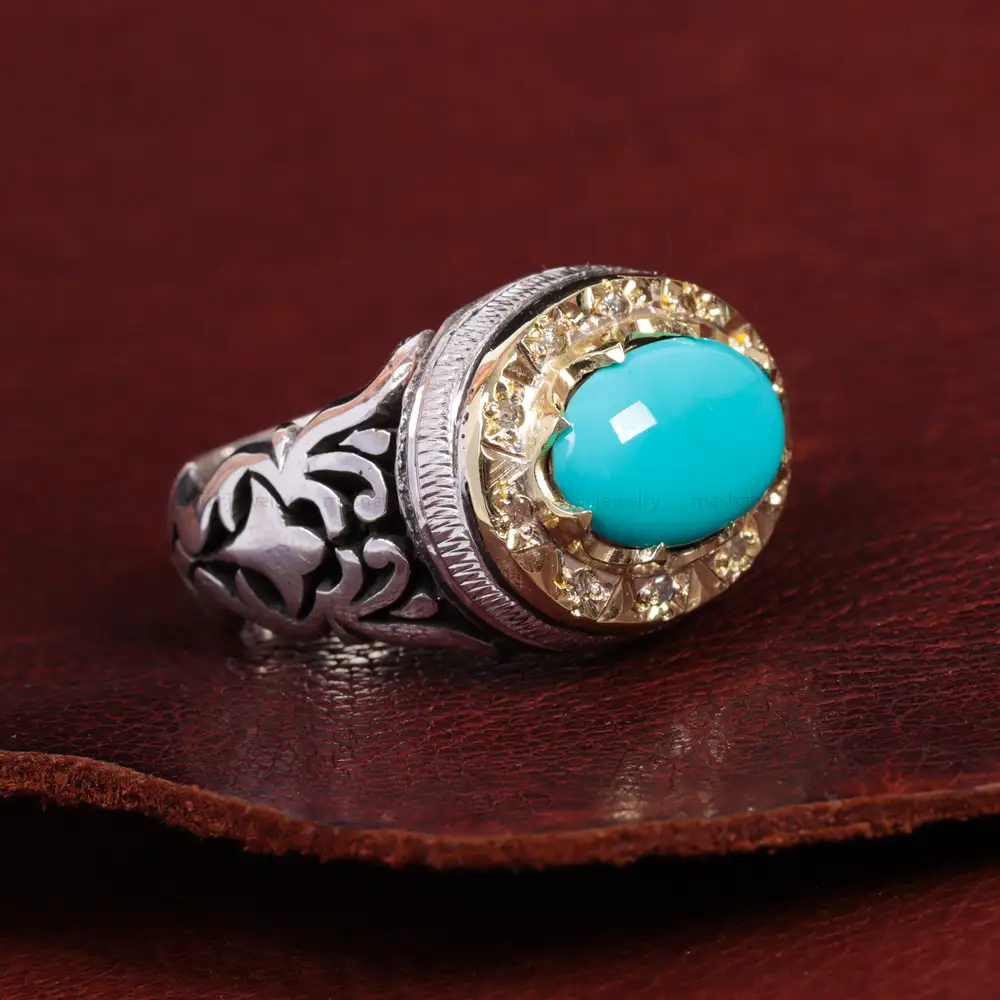 انگشتر فیروزه عجمی مردانه کد 15046