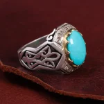 انگشتر فیروزه عجمی مردانه کد 15047
