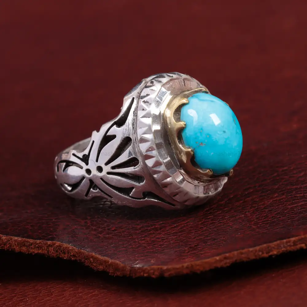 انگشتر فیروزه شجری مردانه کد 15050