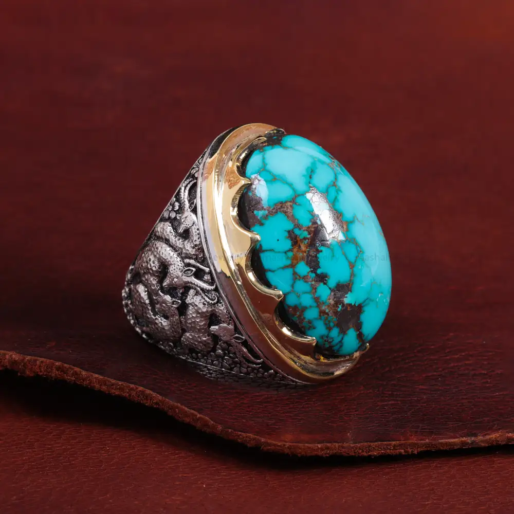 انگشتر فیروزه شجری مردانه کد 15054