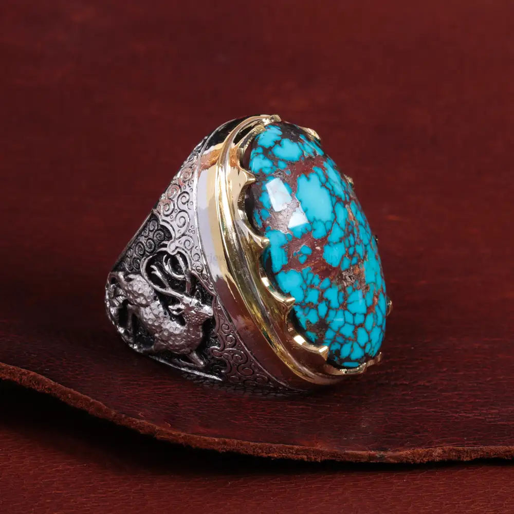 انگشتر فیروزه شجری مردانه کد 15058