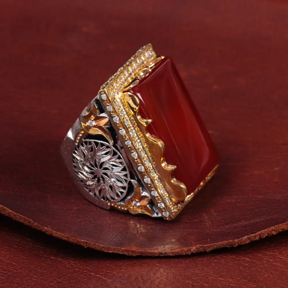 انگشتر عقیق مردانه کد 15078