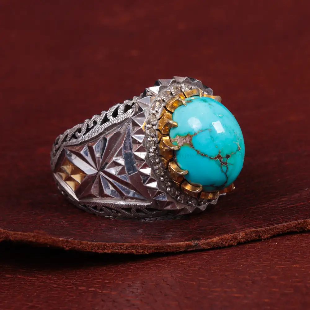 انگشتر فیروزه شجری مردانه کد 15082