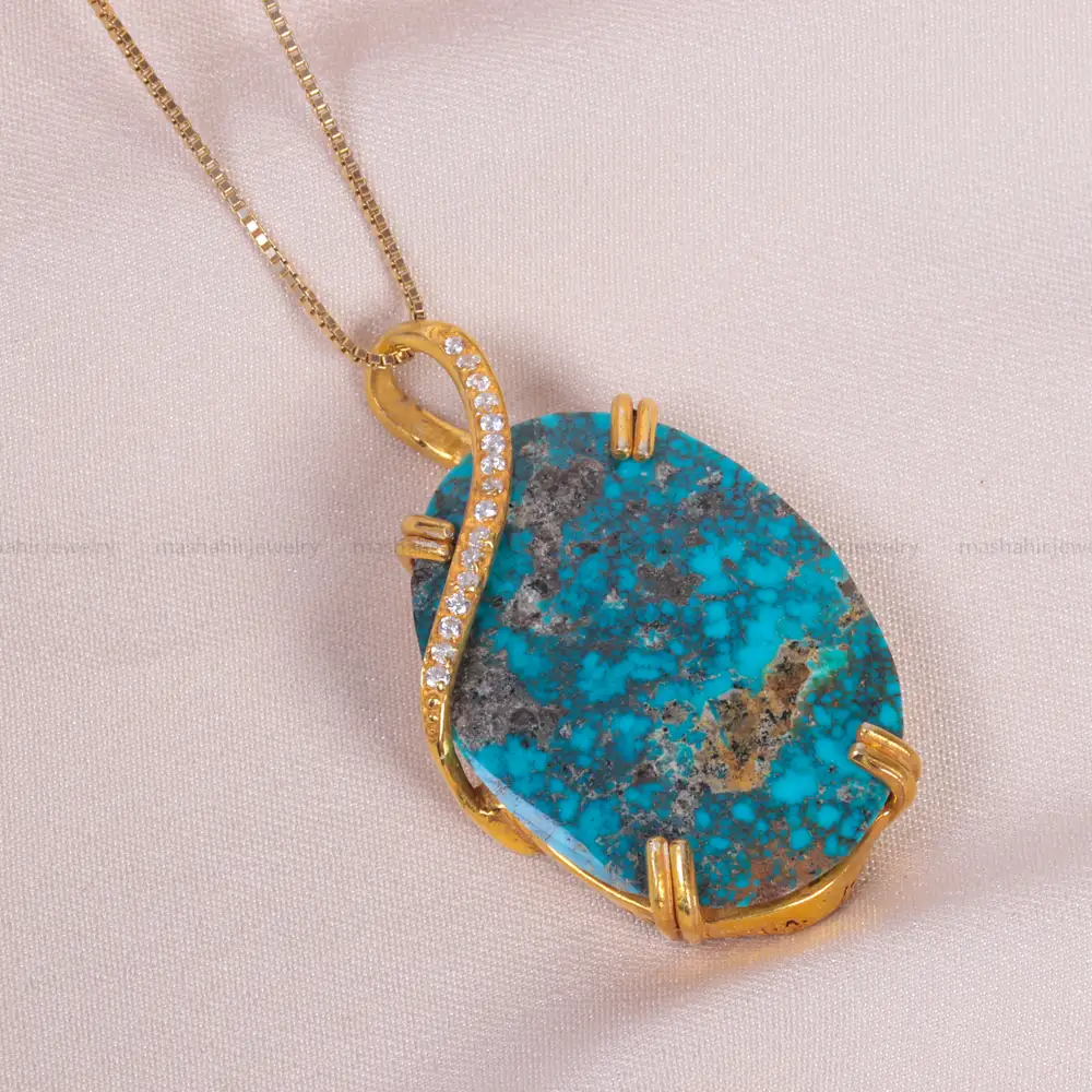 گردنبند فیروزه زنانه کد 15093