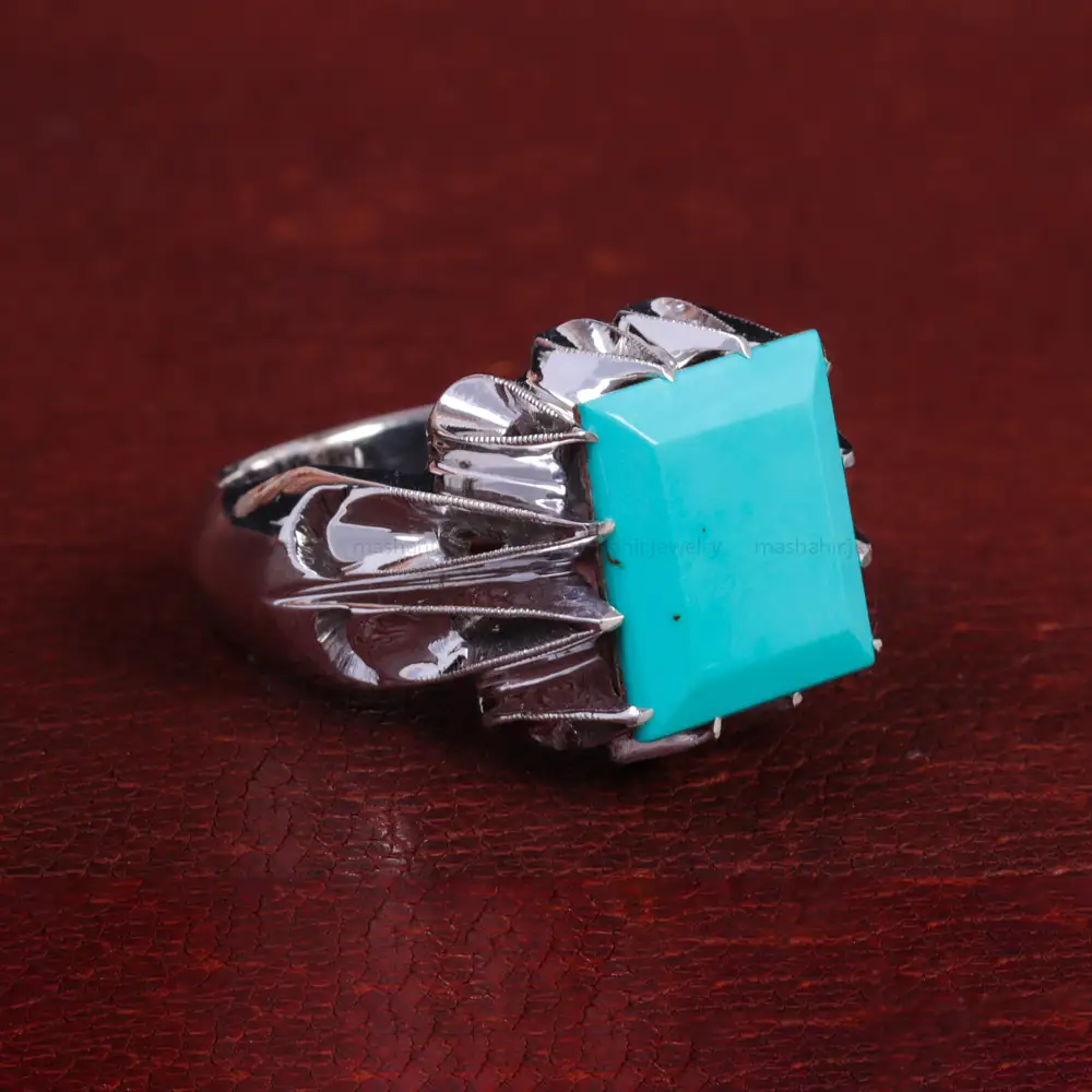 انگشتر فیروزه شجری مردانه کد 15097