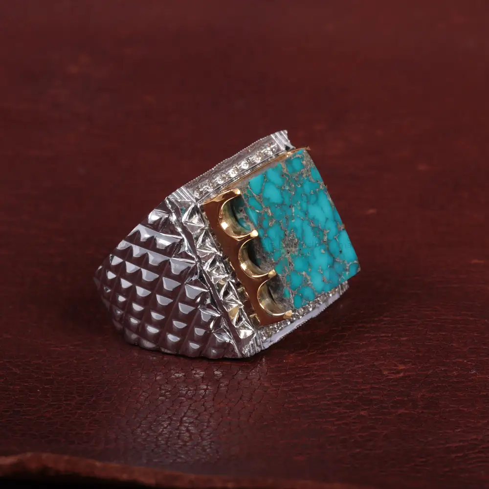 انگشتر فیروزه شجری مردانه کد 15112