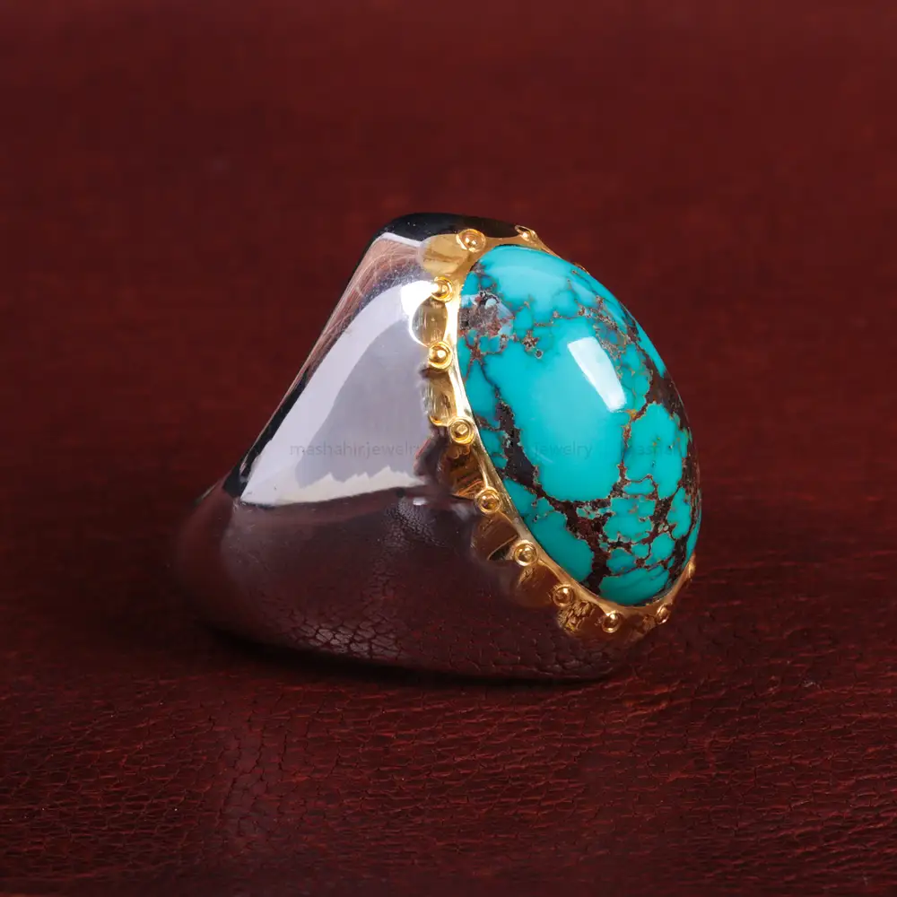 انگشتر فیروزه شجری مردانه کد 15118