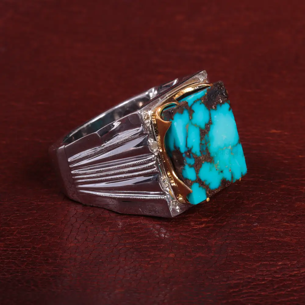 انگشتر فیروزه شجری مردانه کد 15120