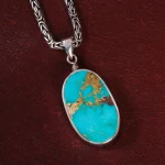 گردنبند فیروزه مردانه کد 15125