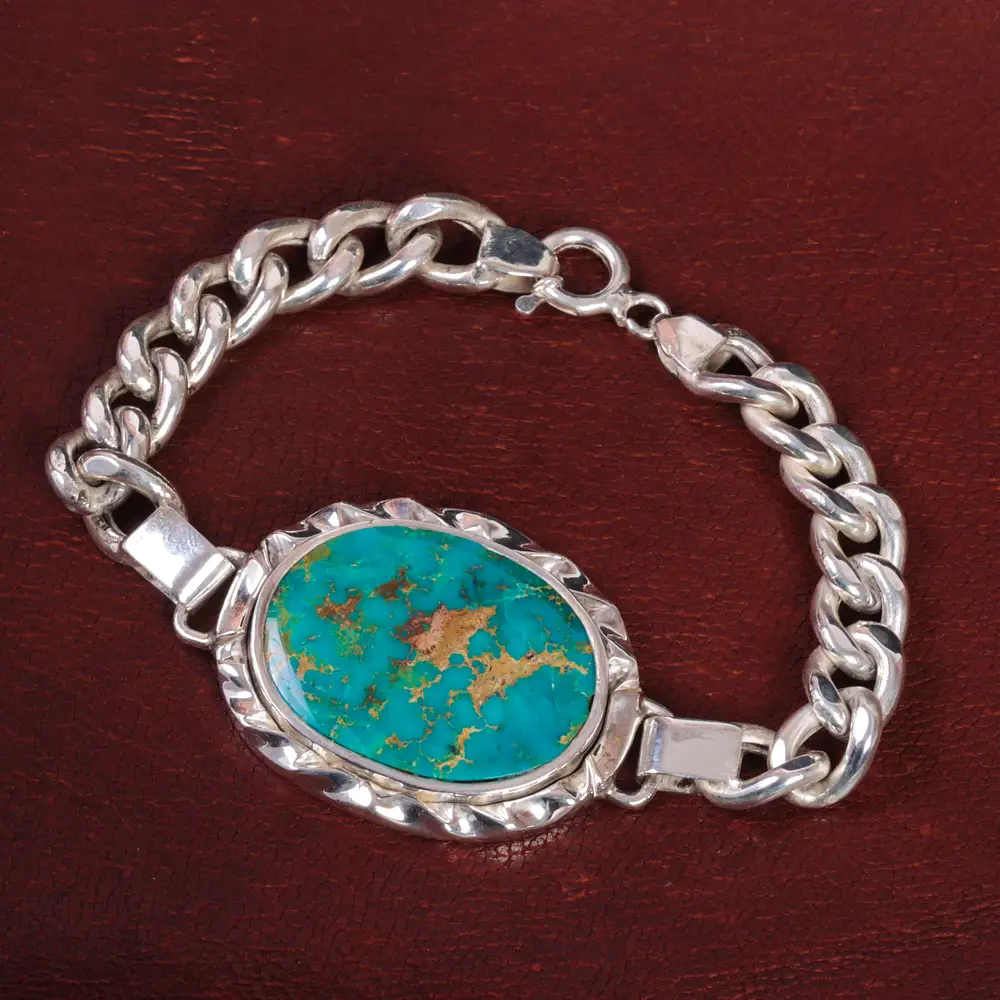 دستبند فیروزه مردانه کد 15127