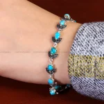 دستبند فیروزه زنانه کد 14634