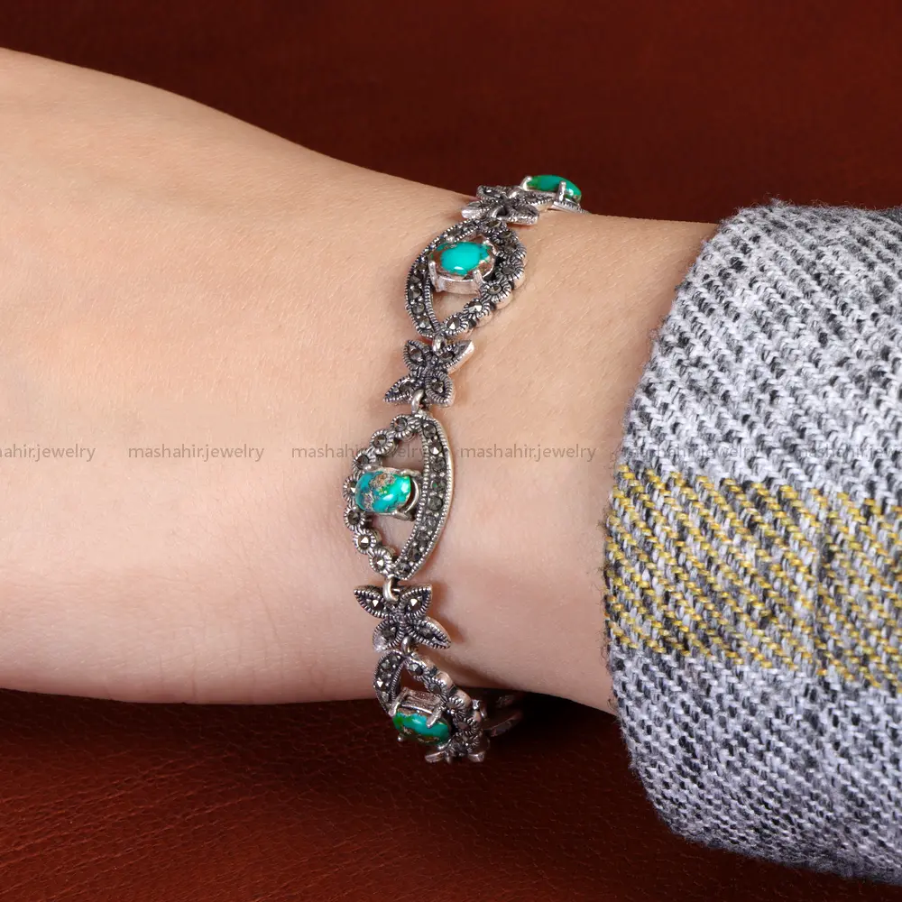 دستبند فیروزه زنانه کد 14642