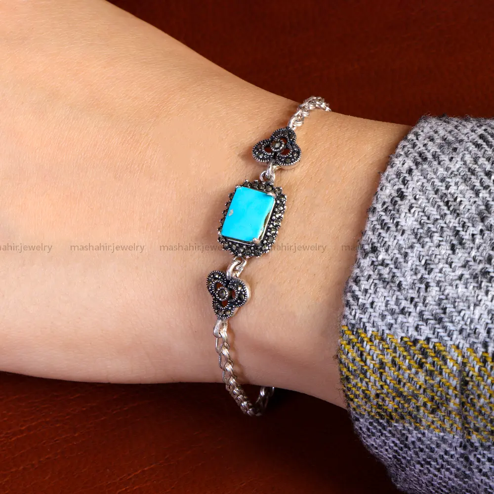 دستبند فیروزه زنانه کد 14648