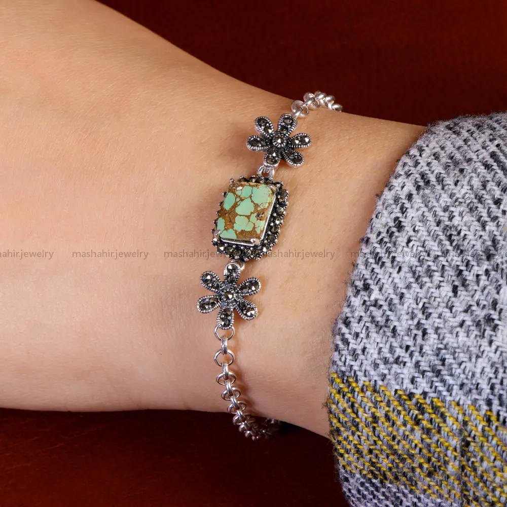 دستبند فیروزه زنانه کد 14658