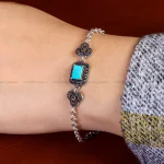 دستبند فیروزه زنانه کد 14659