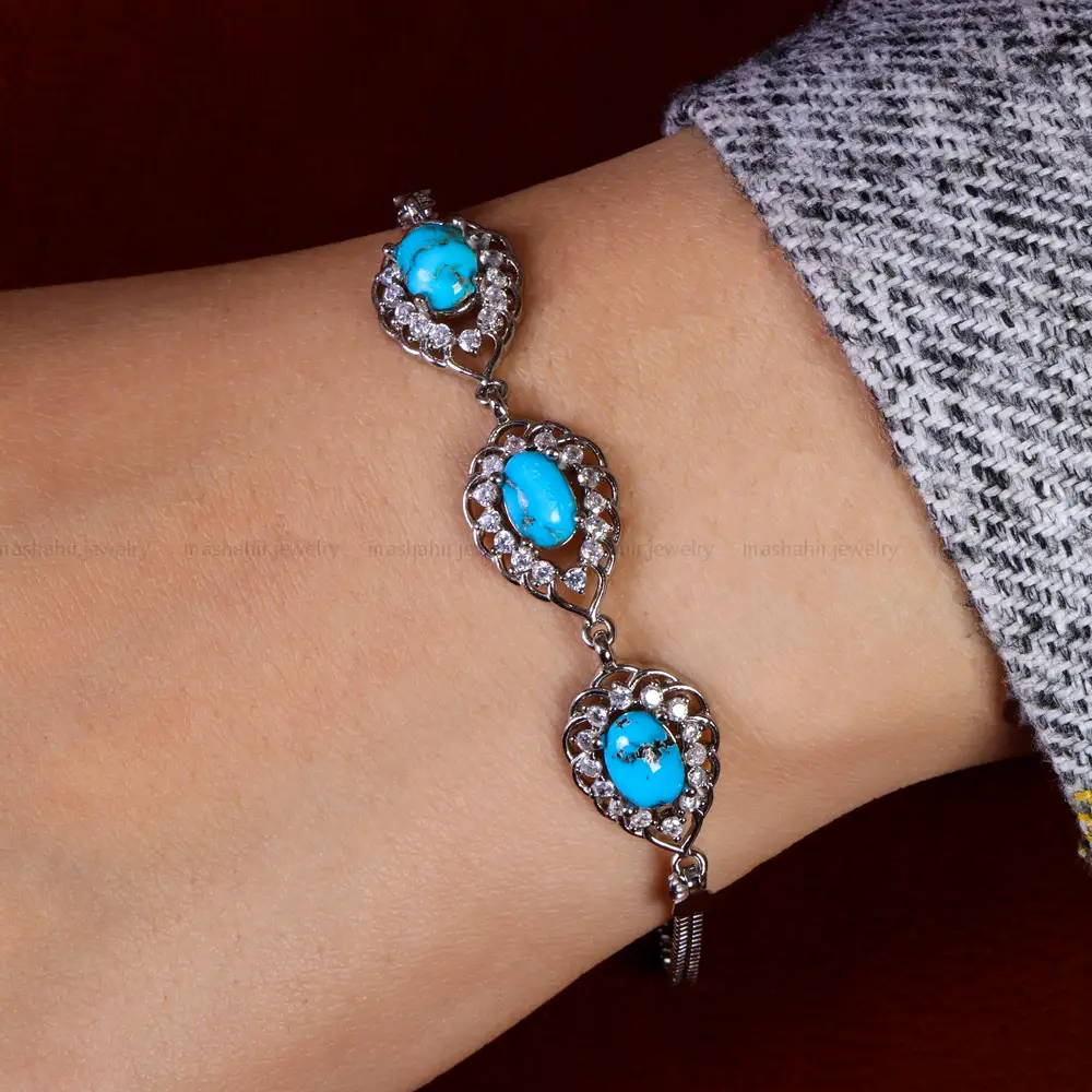 دستبند فیروزه زنانه کد 14761