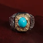 انگشتر فیروزه عجمی مردانه کد 14998