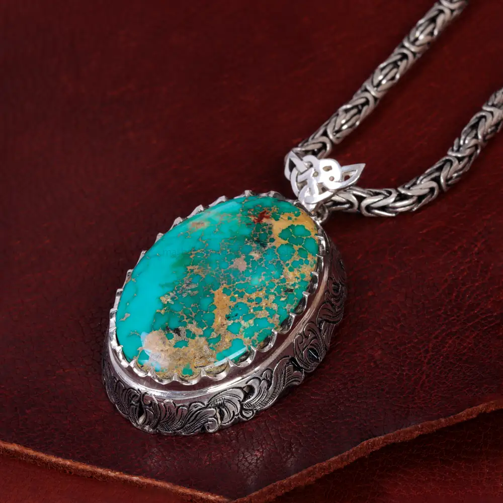 گردنبند فیروزه مردانه کد 15029