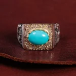 انگشتر فیروزه عجمی مردانه کد 15036