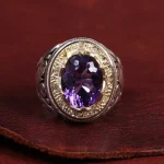 انگشتر آمیتیست مردانه کد 15045