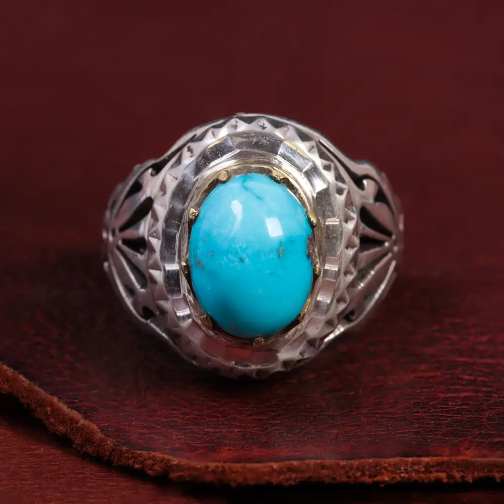 انگشتر فیروزه شجری مردانه کد 15050