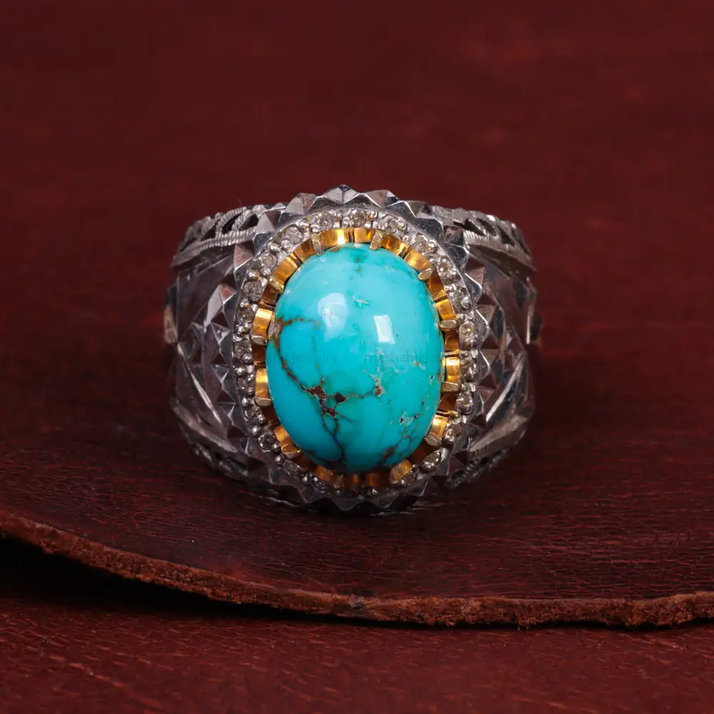 انگشتر فیروزه شجری مردانه کد 15082