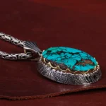 گردنبند فیروزه مردانه کد 15087