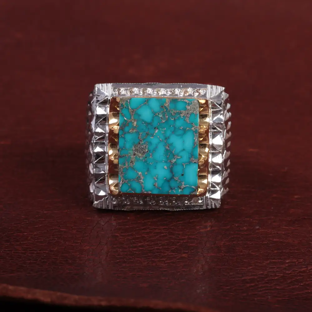 انگشتر فیروزه شجری مردانه کد 15112