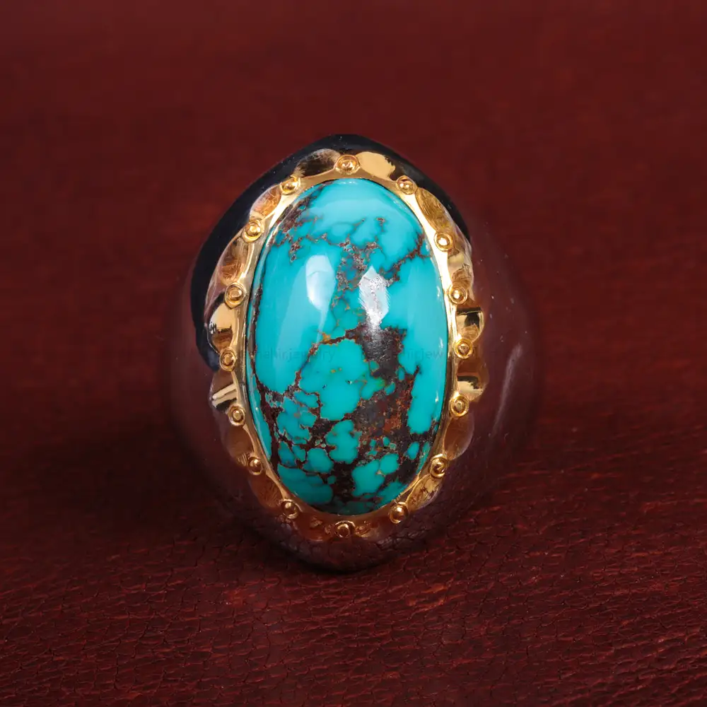 انگشتر فیروزه شجری مردانه کد 15118